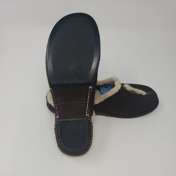Hush Puppies Suede Faux Fur Clog Slippers - Picture 9 of 12